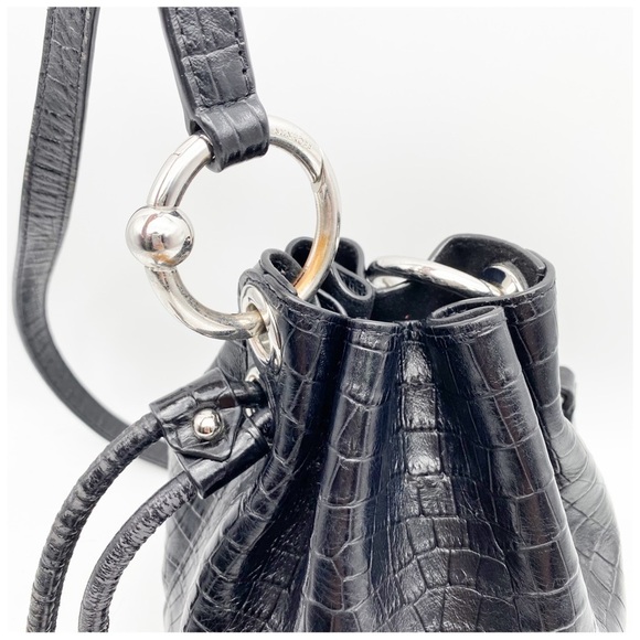 Rebecca Minkoff Embossed‎ Leather Mini Kate Bucket Bag in Black - Picture 5 of 15